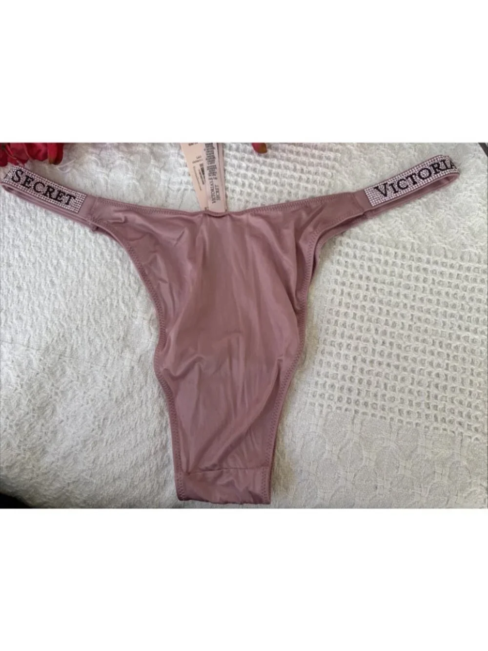 VICTORIA'S SECRET XL PINK VERY SEXY HI LEG RHINESTONE BRAZILIAN PANTIES BLING
